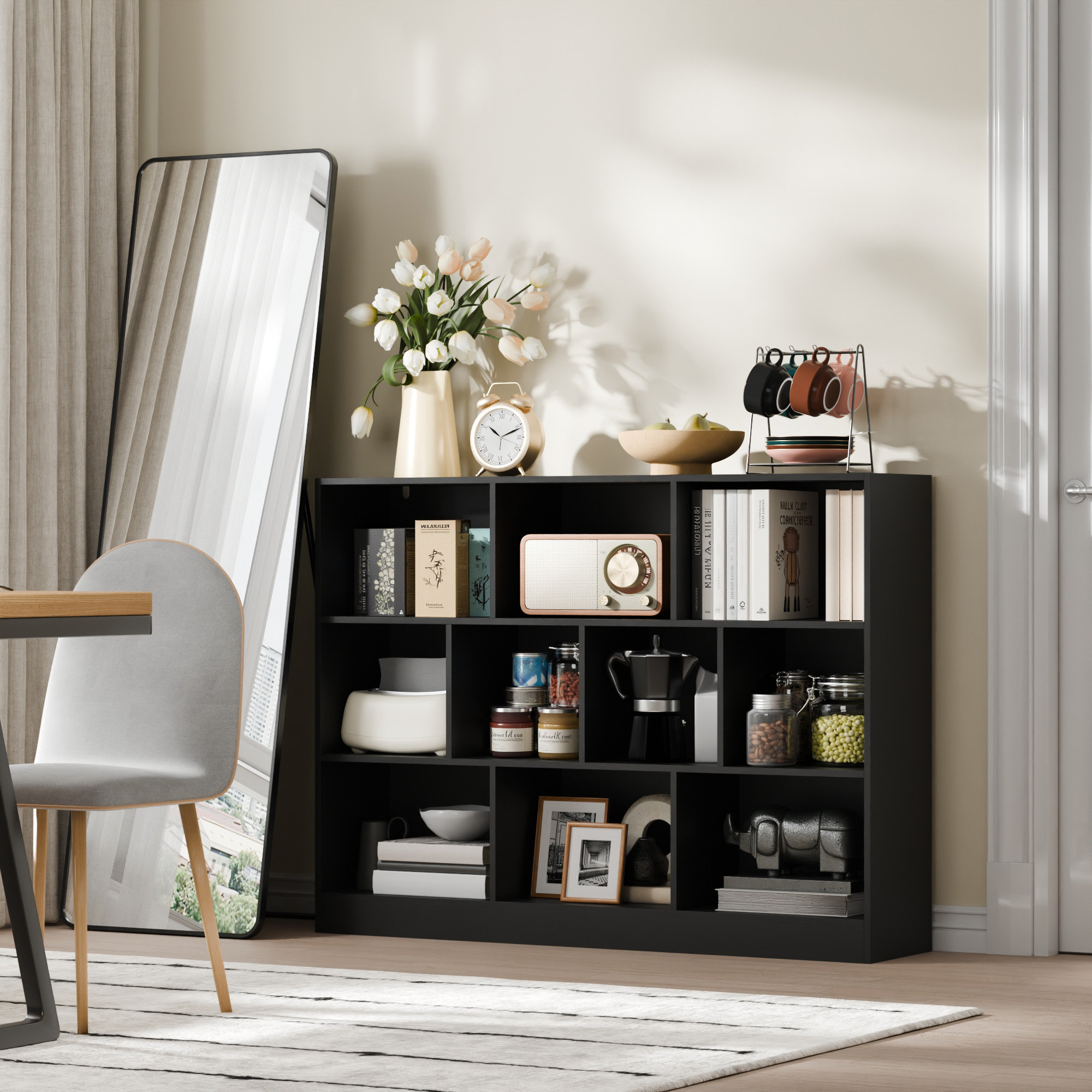 Presly 3  Tier Cube Bookcase Modern Bookshelf with 10 Cubes