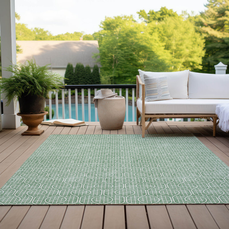 Machine Washable Indoor/Outdoor Chantille ACN926 GeometricRug, 3' x 5', Sage