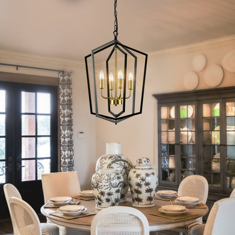 Farmhouse Kitchen Chandeliers, Vintage Rustic Cage Light Fixture Adjustable Height  Chandeliers For Dining Room Hallway Foyer Entryway (E12 Bulbs Not Included)