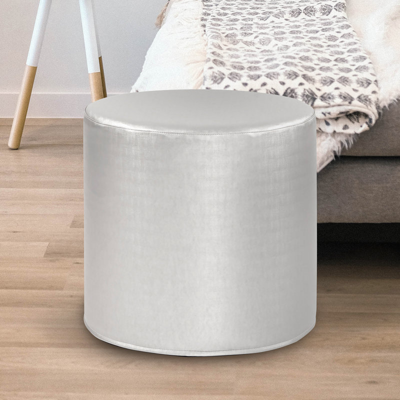 Contreras Upholstered Ottoman, Shimmer Mercury