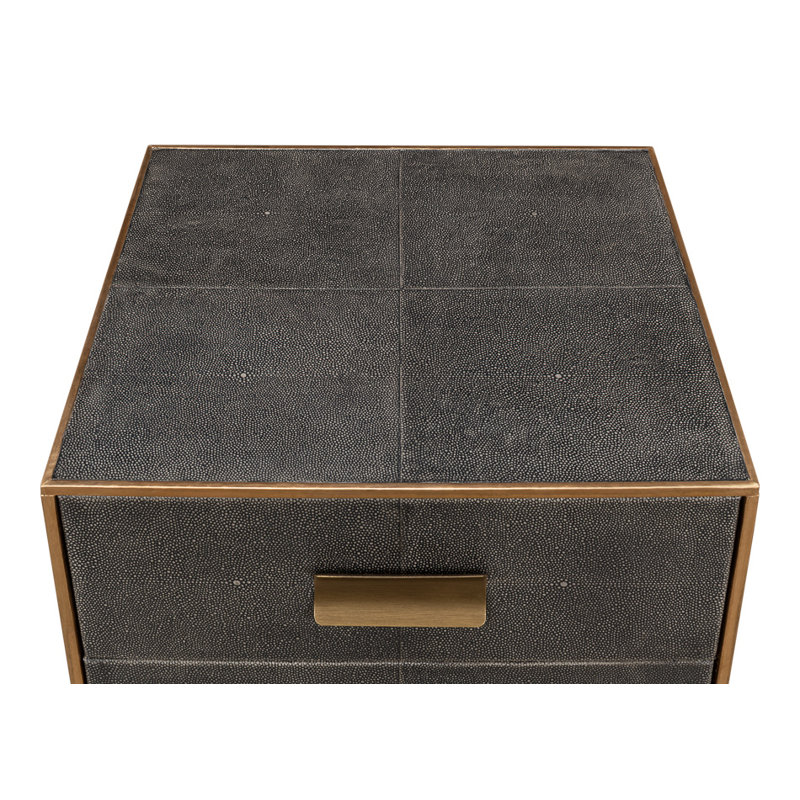 Shagreen 3 - Drawer Solid Wood Nightstand, Antique Gray