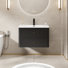 Meuble-lavabo mural avec comptoir intégré, meuble-lavabo flottant moderne peint à la main avec 2 tiroirs et bords arrondis