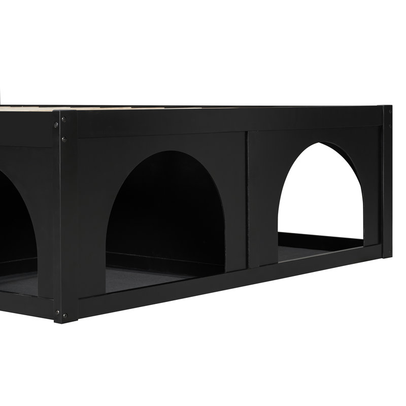 Structure de lit robuste Endicott, Queen, Black