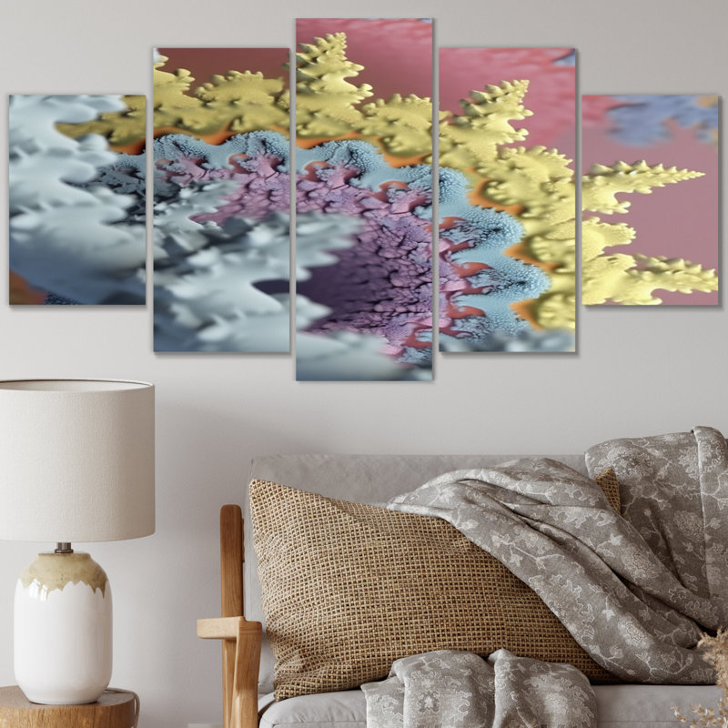  «Fractal Pastel Universe I - Fractals, reproduction d'art sur toile - 5 panneaux