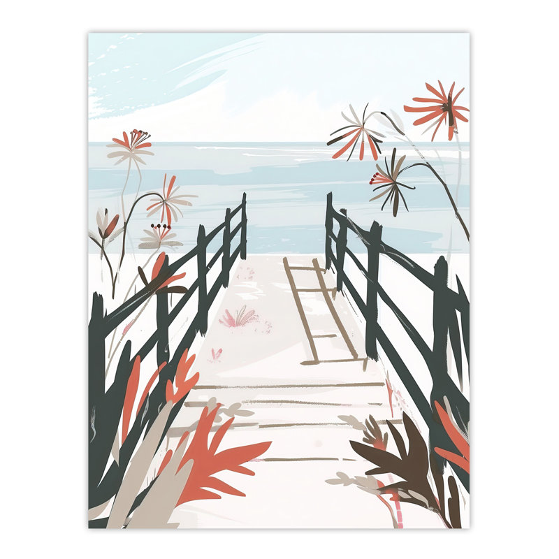 Beach Trail Soft Pastel Boho Floral Wall Art Print