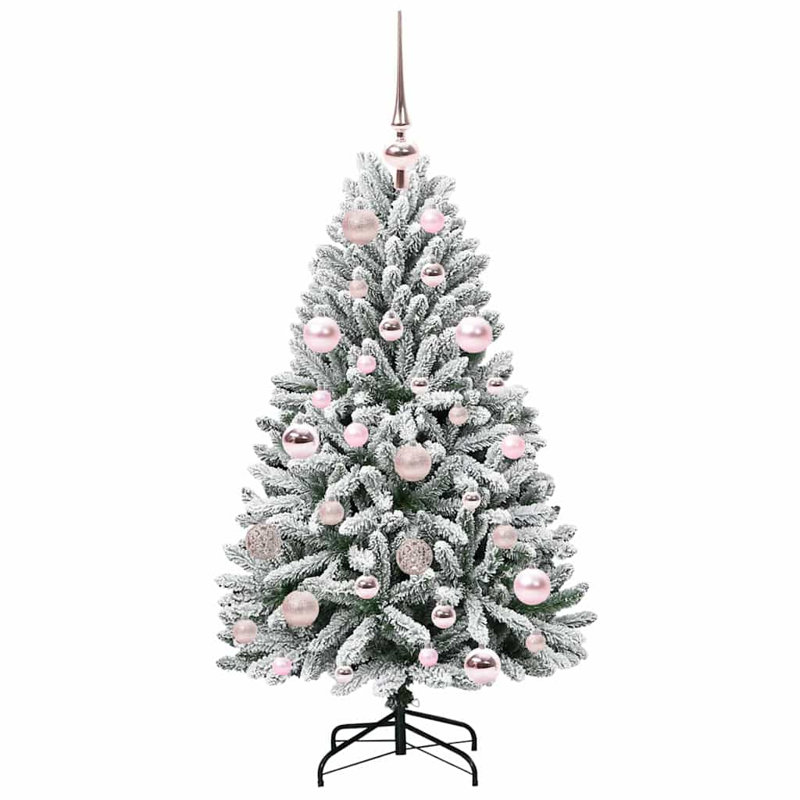 Artificial Christmas Tree Green and White PVC and Metal, 3.94 ft