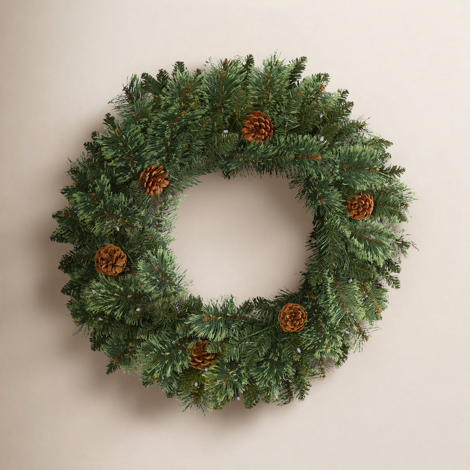 24'' Faux Pine Lighted Wreath