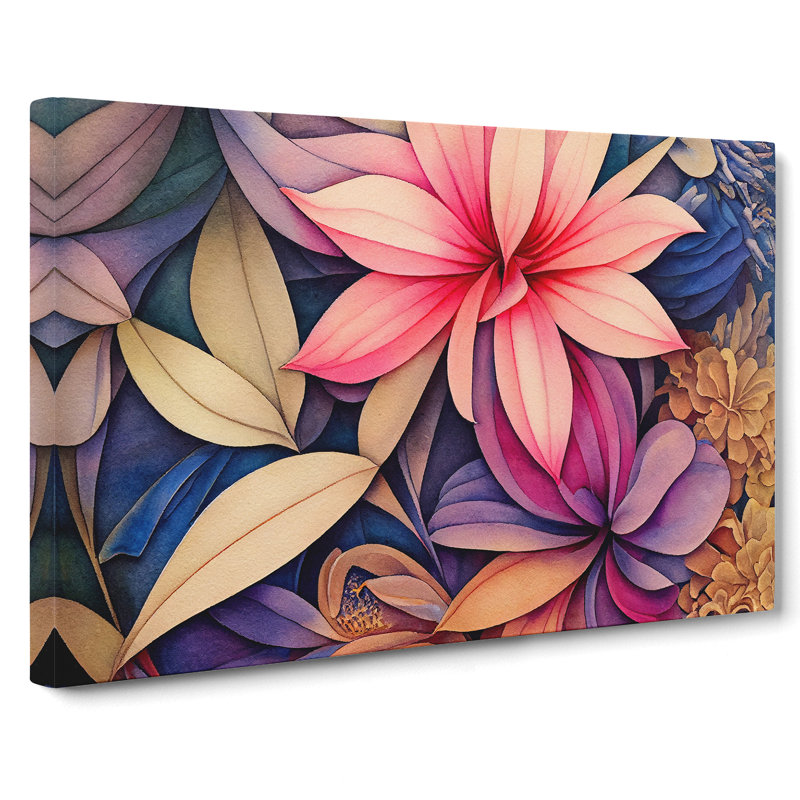 Daring Watercolour Flowers - Wrapped Canvas, 40cm H x 60cm W x 3cm D