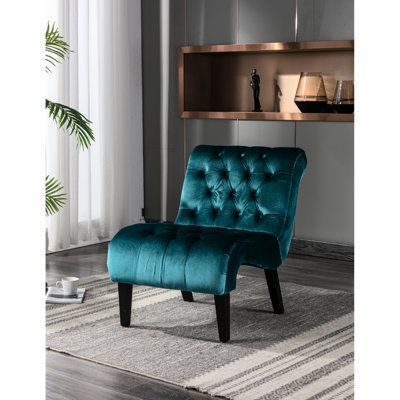 Siège moderne en velours avec tissu doux - Option de pieds de chaise noirs confortables pour le salon