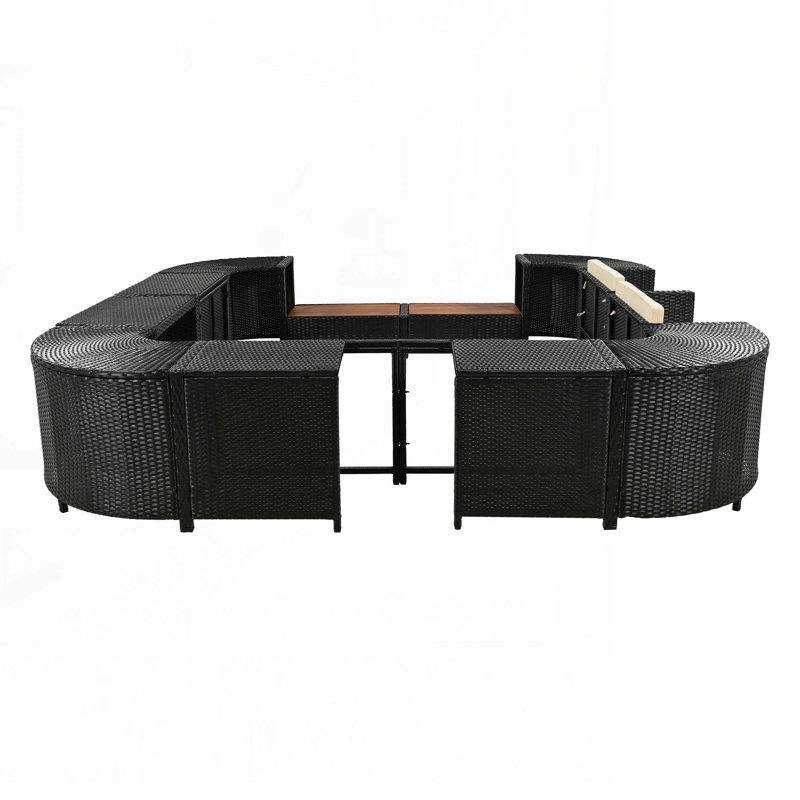 Ensemble de canapé modulaire d'extérieur en rotin, Beige