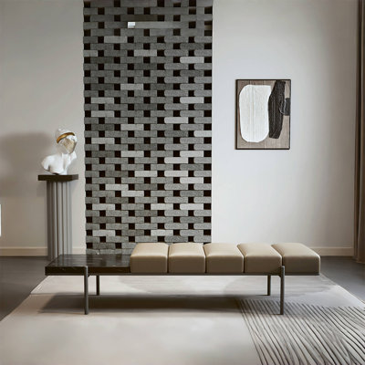 Banc rembourré en cuir véritable Marshilah
