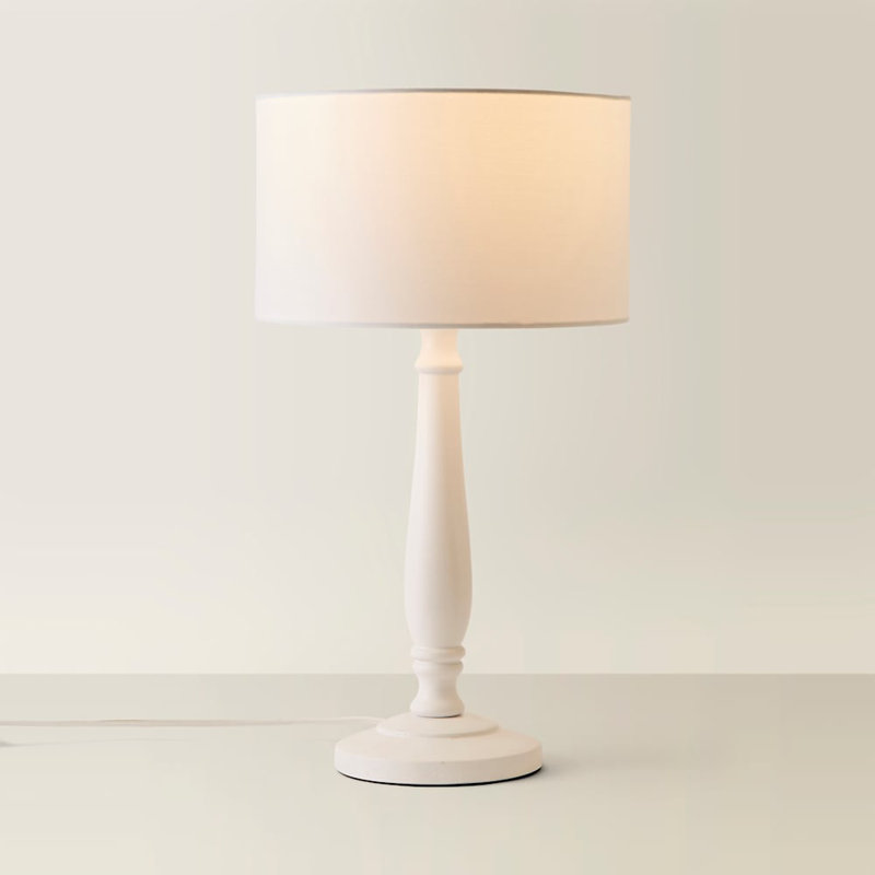 Annum Wood Table Lamp, No, White, White