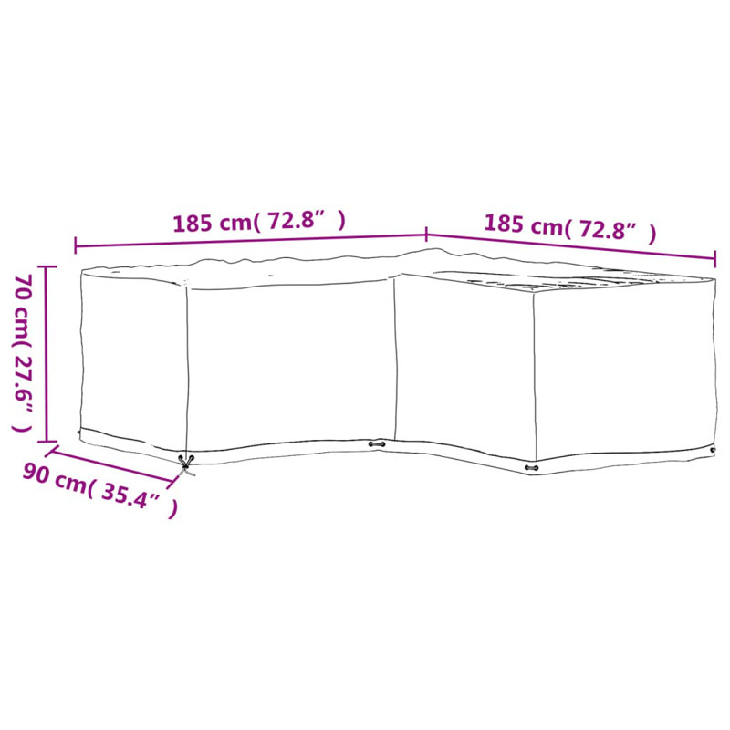 Outdoor Patio Sofa Cover, 185 x 185 x 70 cm