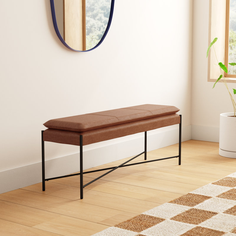 Braylon 50" Vegan Leather Bench, Brown