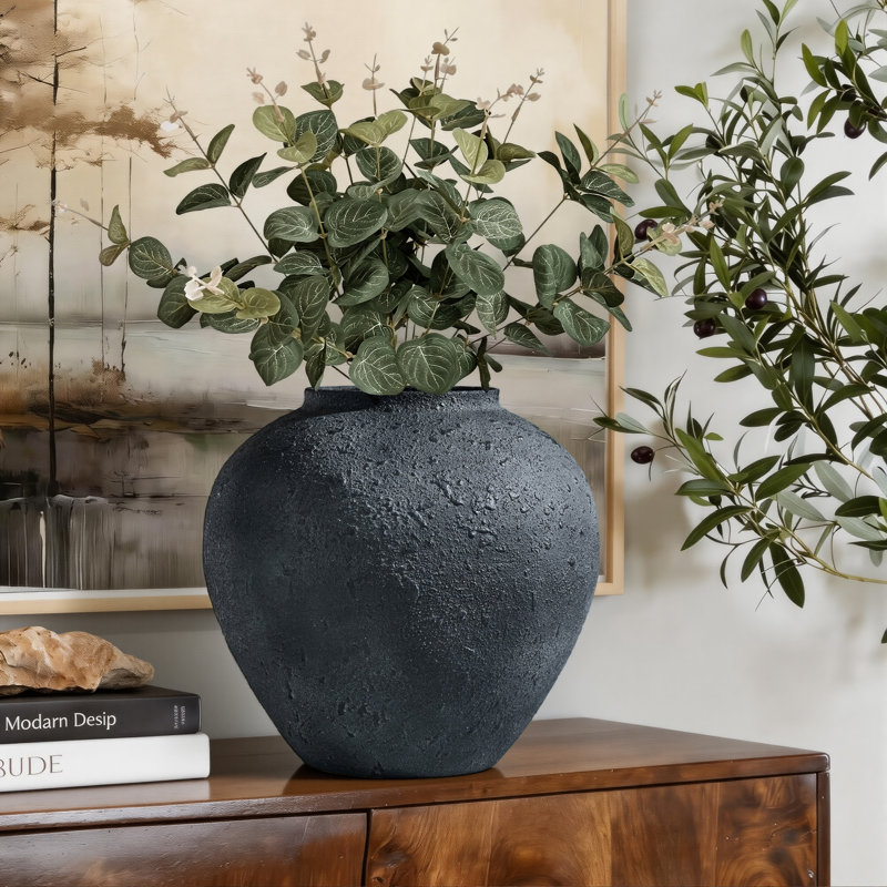 Metal Table Vase metal vase ;Wide-mouth Vase Handmade, 10.8" H x 11.4" W x 11.4" D