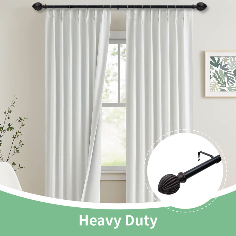 Tringle à rideaux réglable 1 largeur Hadel, 48" - 120", Noir
