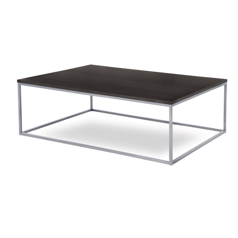 Chaplin Solid Wood Top Coffee Table, Brushed Silver, Raven
