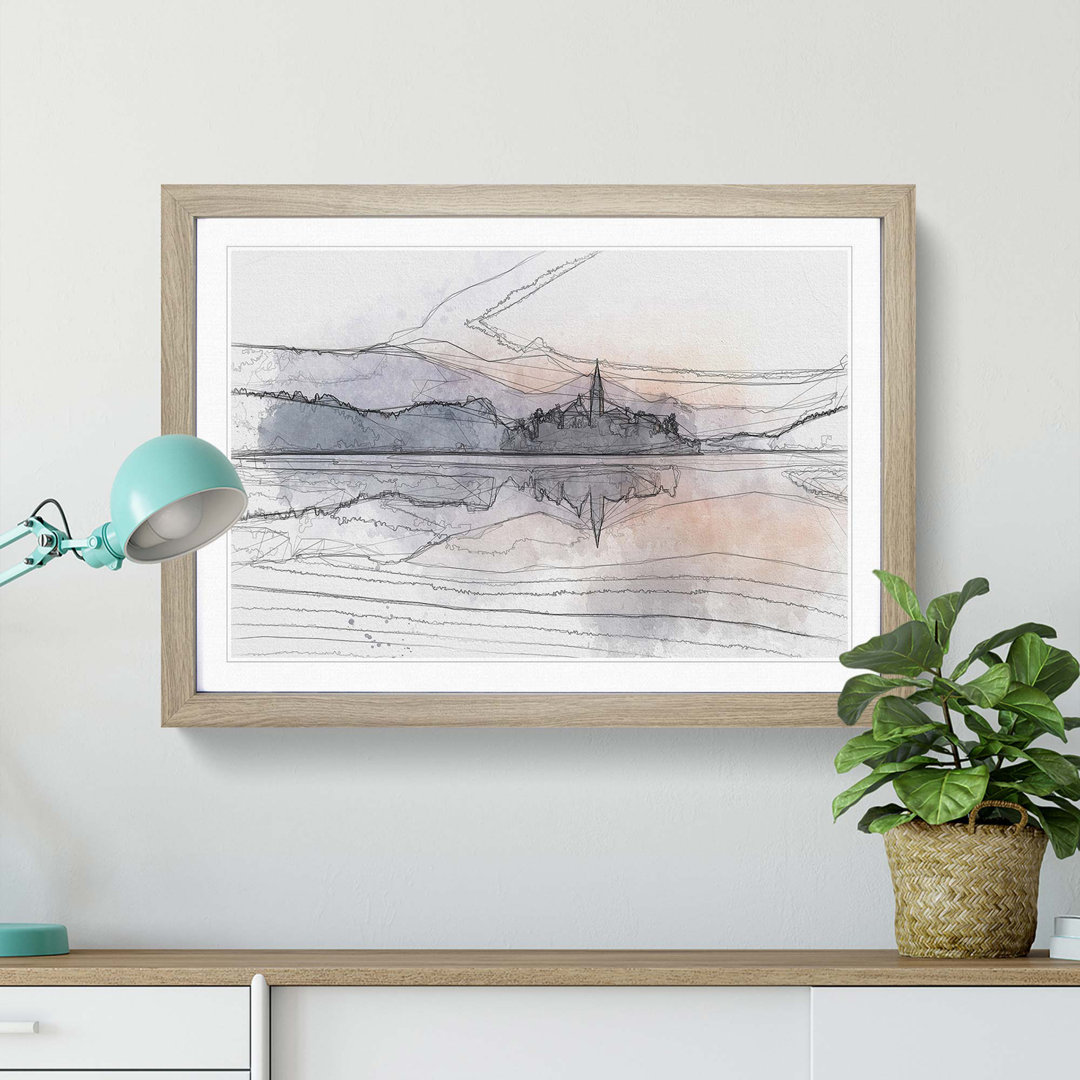 Wintertime at Lake Bled in Slovenia in Abstract - Picture Frame Graphic Art Print