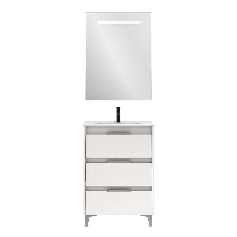 Vanity & Mirror Set, White