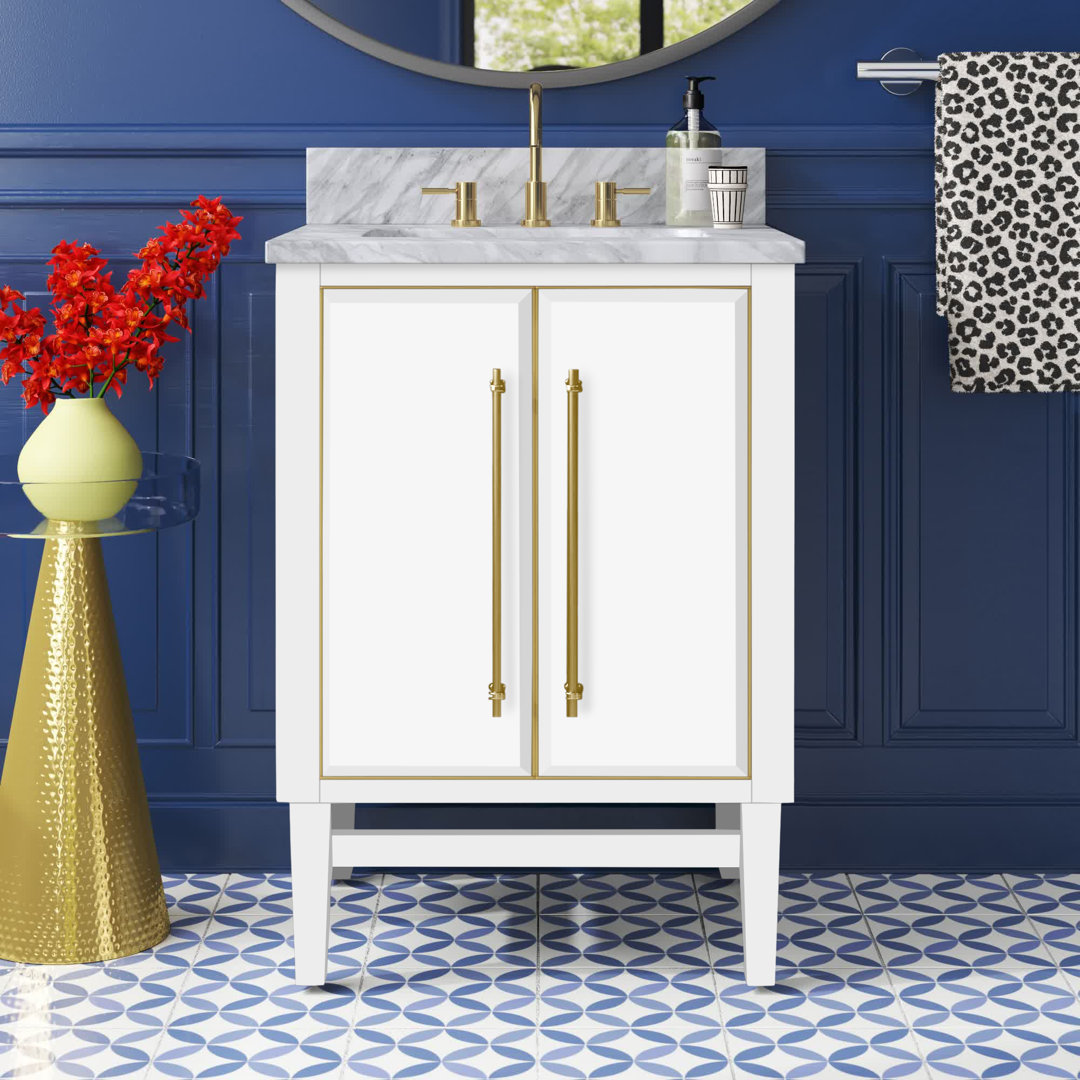 Ewen 24" Single Bathroom Vanity with Carrara Marble Top Etta Avenue™ Top 