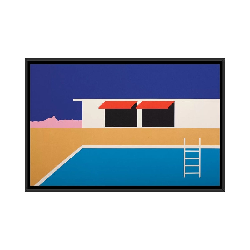 Palm Springs Pool House II 1 Piece Wall Art on Canvas, 101.6 cm H x 152.4 cm W x 4.445 cm D, Black