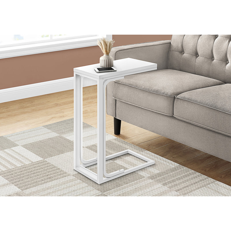 Modern Table, C-Shaped, End, Side, Snack, Living Room, Bedroom, Contemporary, White