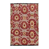 Tribal Rug In Red, Yellow, Green, White Ikats Pattern By Rug & Kilim