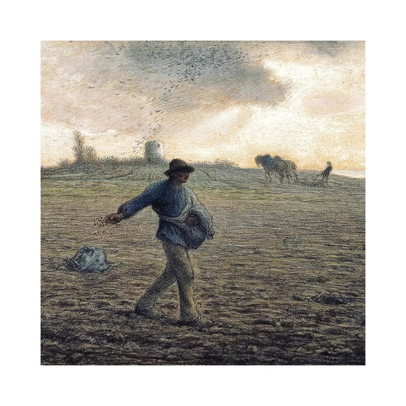 The Sower (Private Collection) by Jean-Francois Millet - Wrapped Canvas Painting, 30.48cm H x 30.48cm W x 1.91cm D