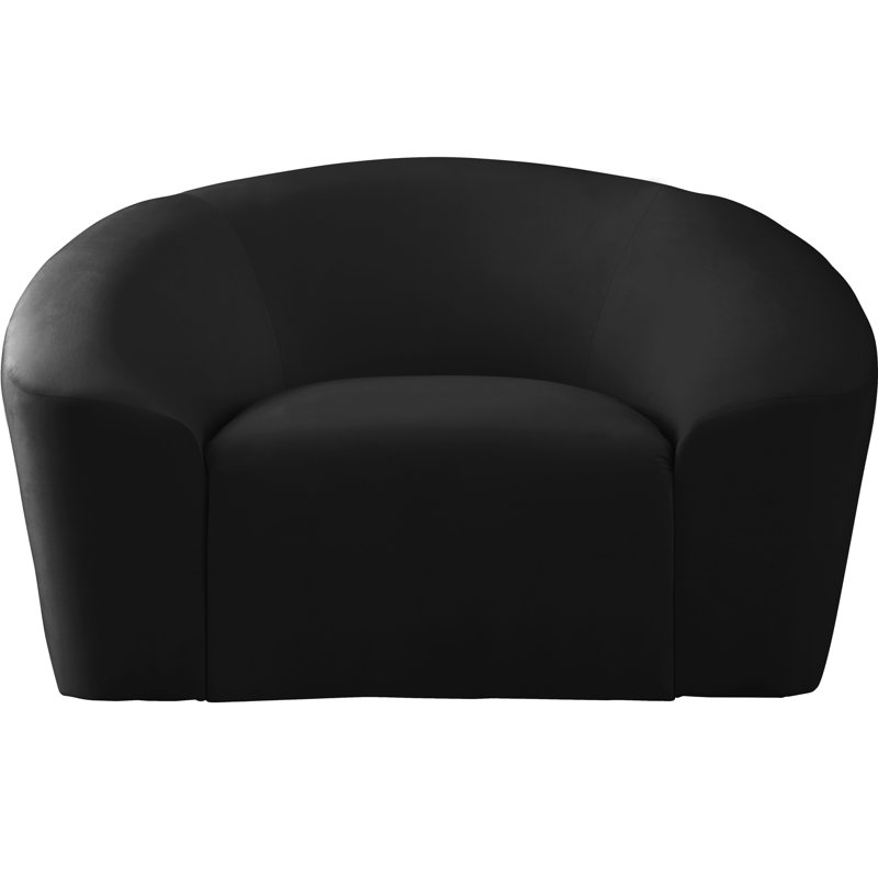 Fauteuil demi-tonneau en velours Alaw, Velours noir