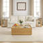Ensemble de 2 tables basses carrées de rangement et table d'appoint ronde, ensemble de table de salon en bois de style transitionnel avec 2 tiroirs latéraux et table d'appoint ouverte-960403991