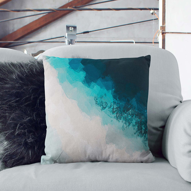 Cocoa Island Beach Abstract Square Throw Cushion, 55 x 55 cm, Black