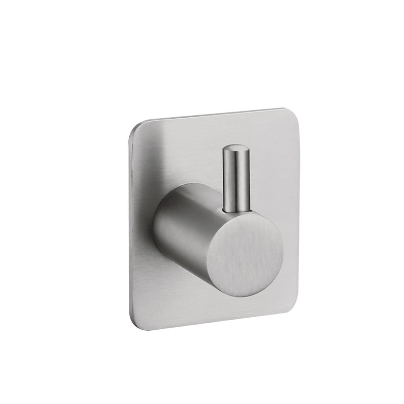 Adhesive Single Wall Mounted Robe Hook, Polished Satin