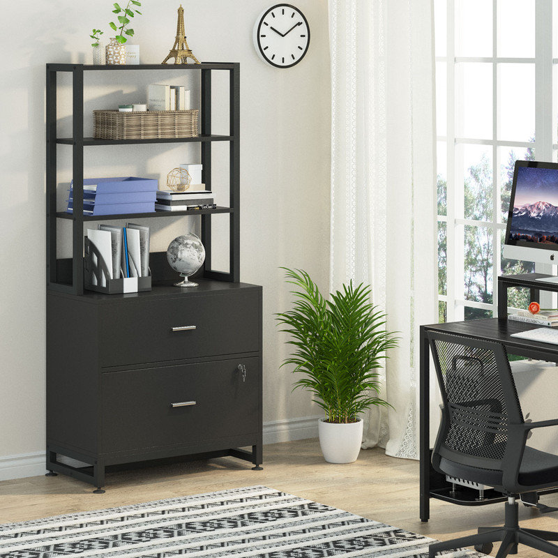 2-Drawer File Cabinet, Black