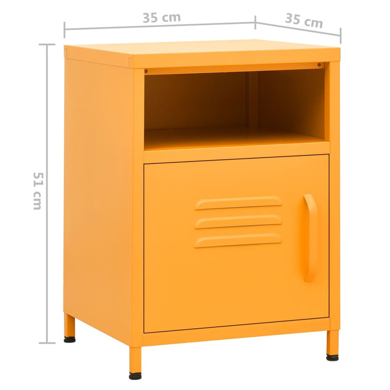 Bren 35cm W Steel Bedside Table, Yellow, Set of 2