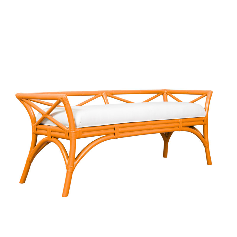 Wicker Bench, Citrus Orange