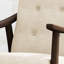 Chaise de style Mid-Century moderne avec revêtement beige et structure d'appoint brun