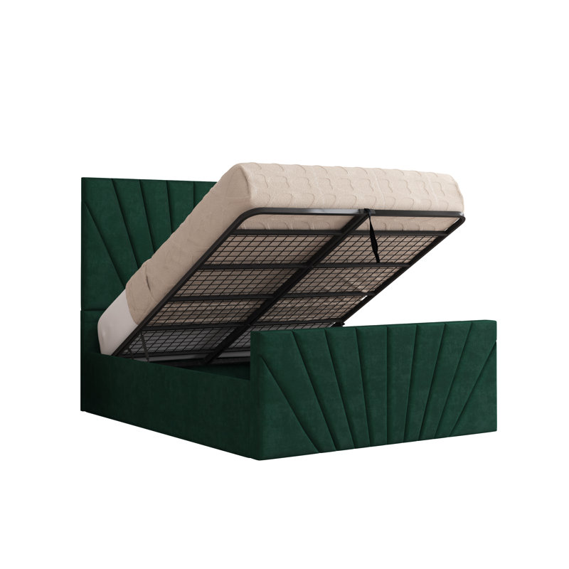 Odolo Upholstered Ottoman Storage Bed, Emerald, Kingsize (5')