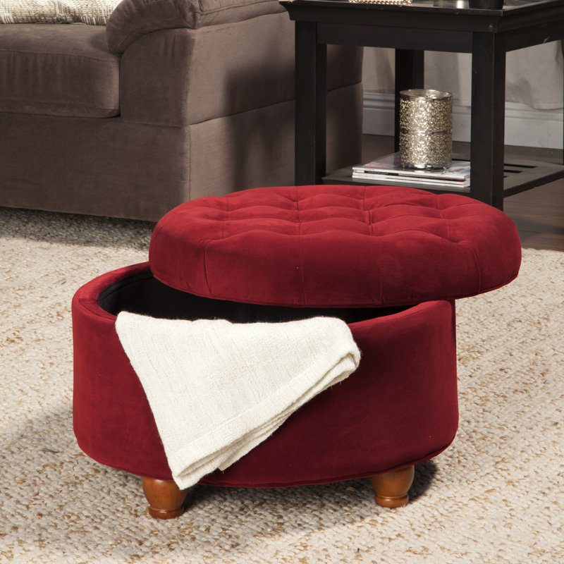 Aubrielle Upholstered Storage Ottoman, Berry Velvet