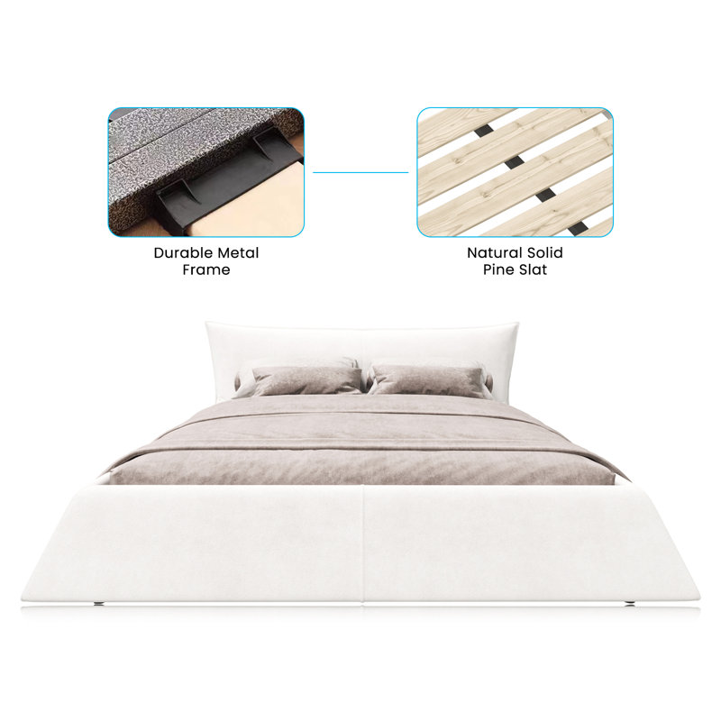 Hambeldon Upholstered Platform Bed, Cream