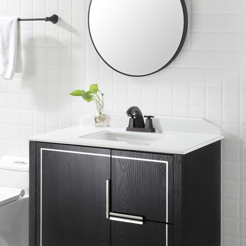 Robinet pour salle de bain à 2 poignées avec ensemble de drain Centreset, Bronze frotté à l'huile