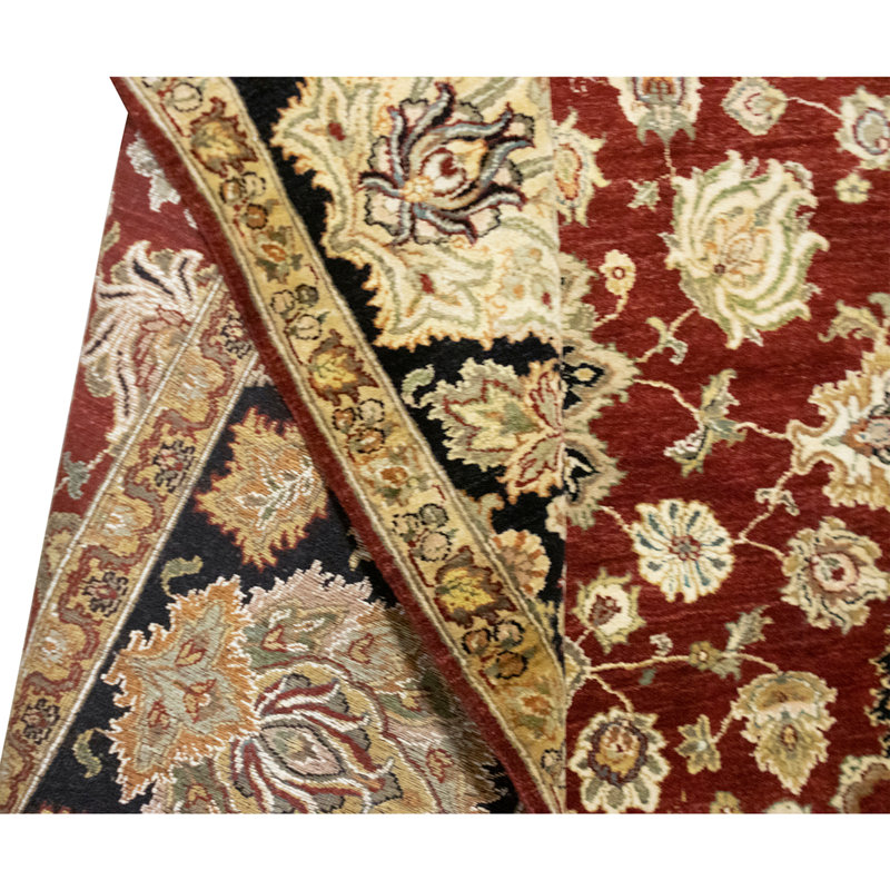 Tapis rose et noir noué à la main de haute qualité