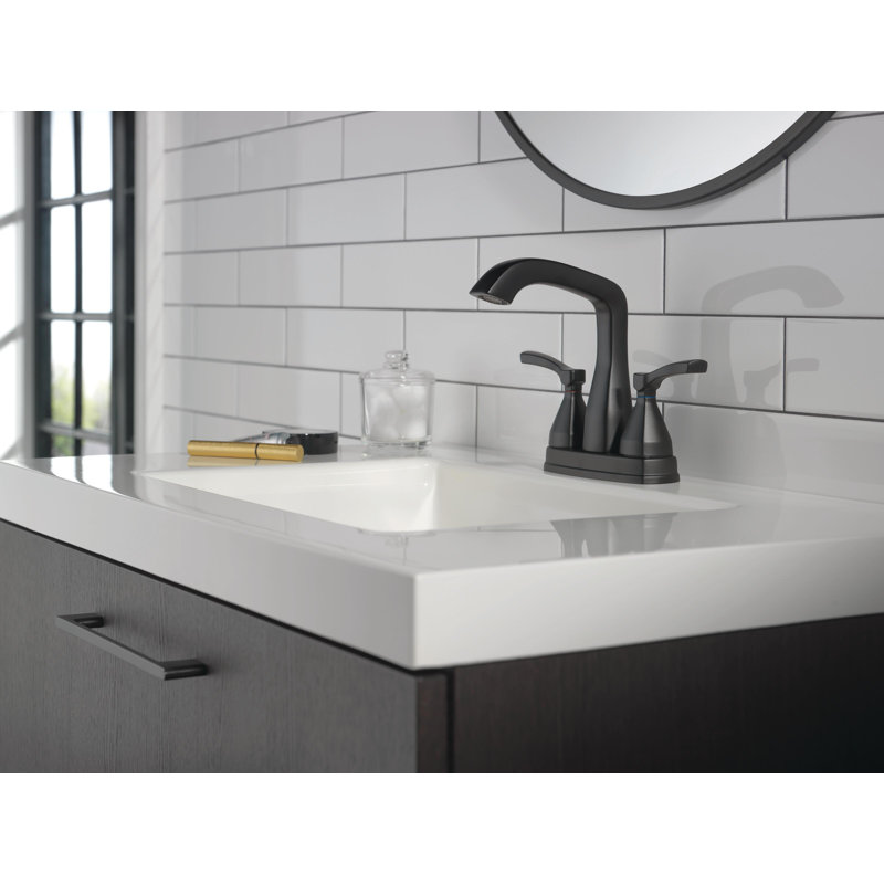Stryke Centerset Bathroom Faucet with Drain Assembly, Matte Black
