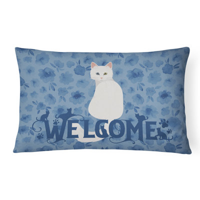  Turkish Angora Cat Welcome Patchwork Lumbar Pillow
