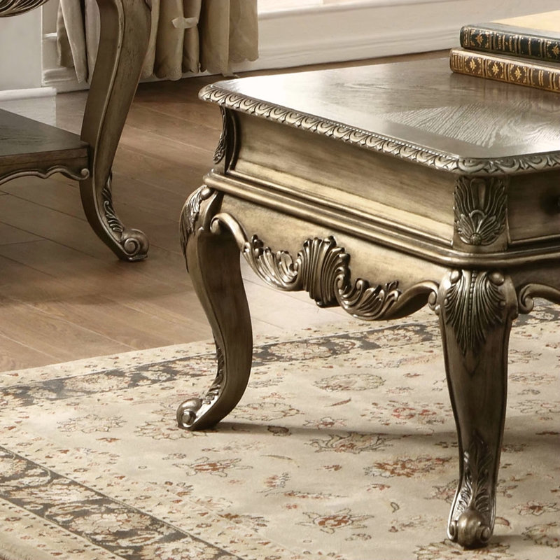 Table basse à 2 tiroirs avec pieds cabriole, H 31 po x L 57 po x l 24 po, Rétro