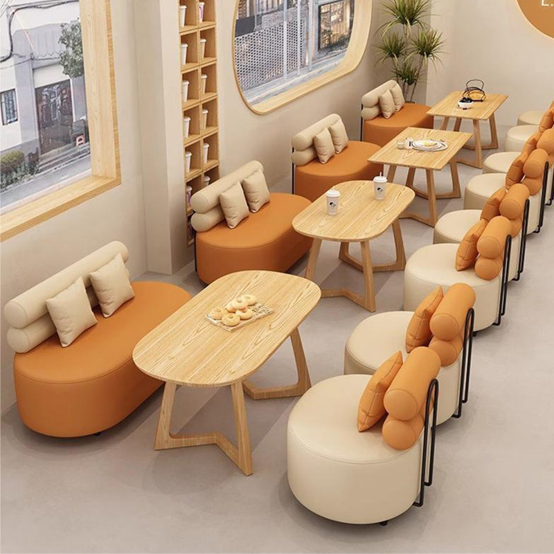 Banc rembourré en similicuir, Orange/Blanc