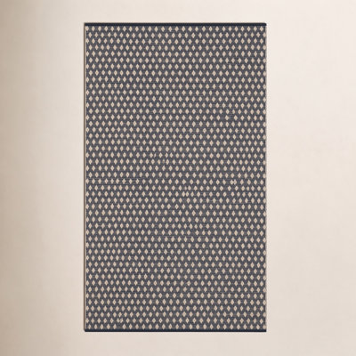 Dainty Diamond Navy/Ivory Handwoven Cotton Rug