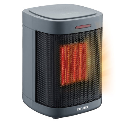 Petit radiateur d'appoint en céramique grise de 6 po, protection contre la surchauffe et arrêt automatique par basculement