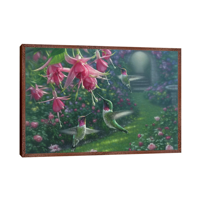 Hummingbird Haven by Collin Bogle - Print on Canvas, 101.6 cm H x 66.04 cm W, Classic Brown Wood Framed Canvas
