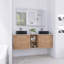 Ensemble de meuble-lavabo mural 60 po avec lavabos vasques en céramique et 1 tablette de rangement, portes à fermeture en douceur-1362761173