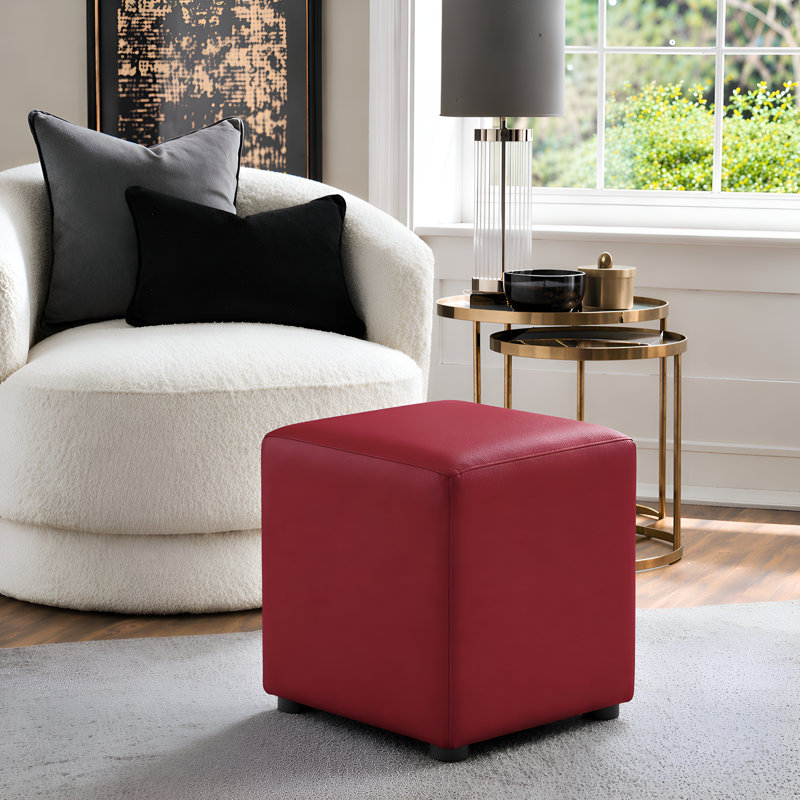 Faux Leather Cube Seating, Poppy Red